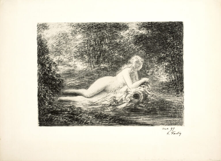 Henri Fantin-Latour, "La Source dans les bois," 1898, Original lithograph on wove paper, 11 7/8" x 16 3/8" (JRFA 10181)